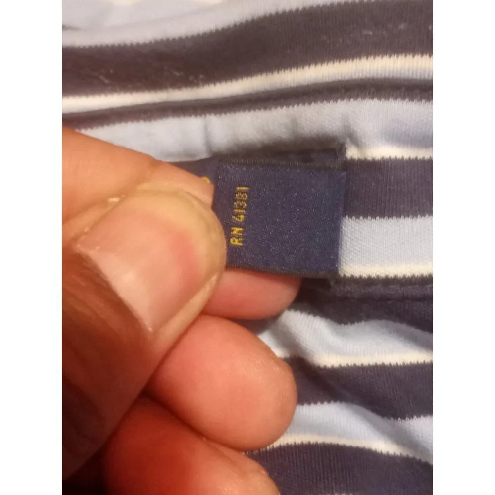Polo Ralph Lauren Men’s 3XB Big Navy Blue Blue Stripe Short Sleeve Polo Shirt